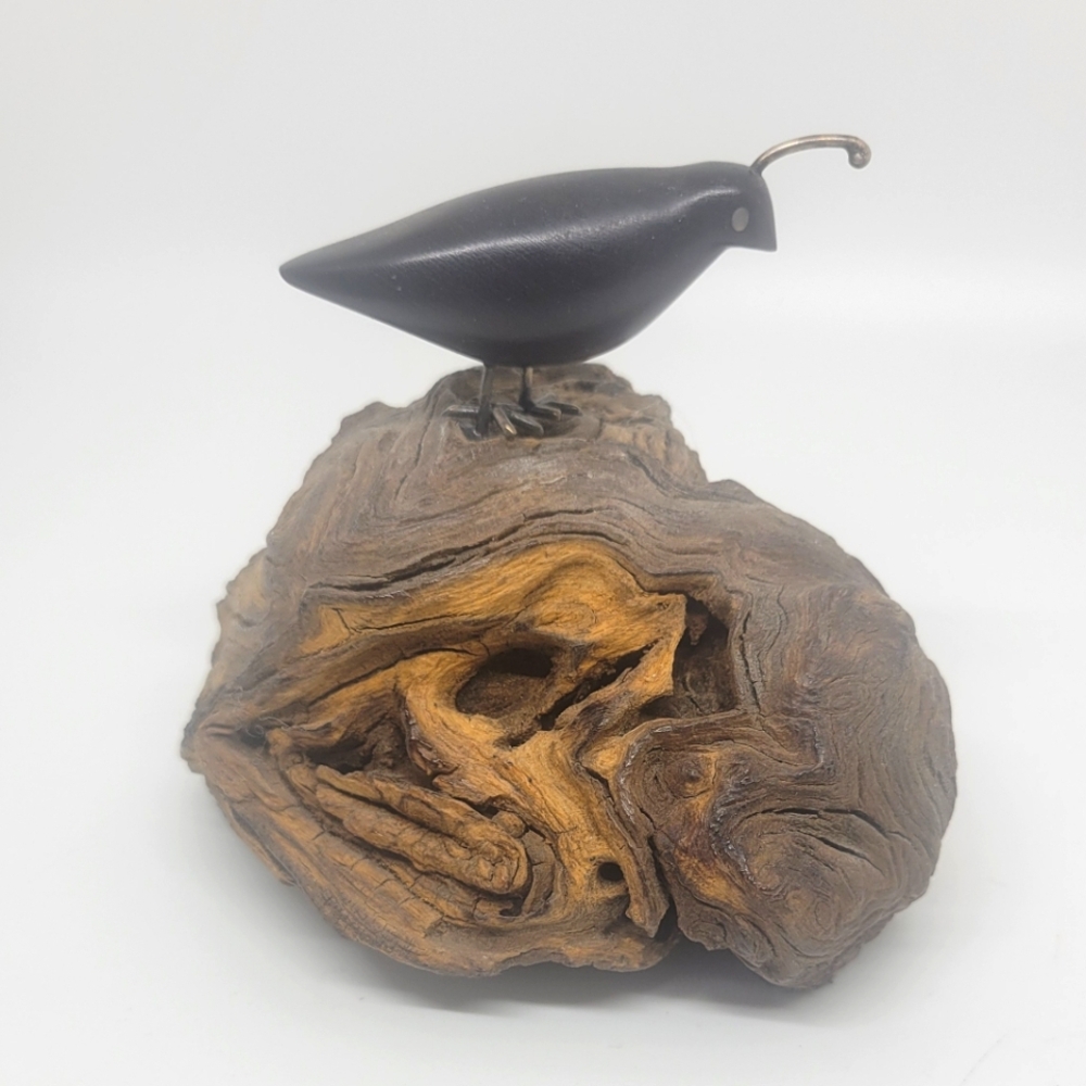 Carved Quail On Burl Knot